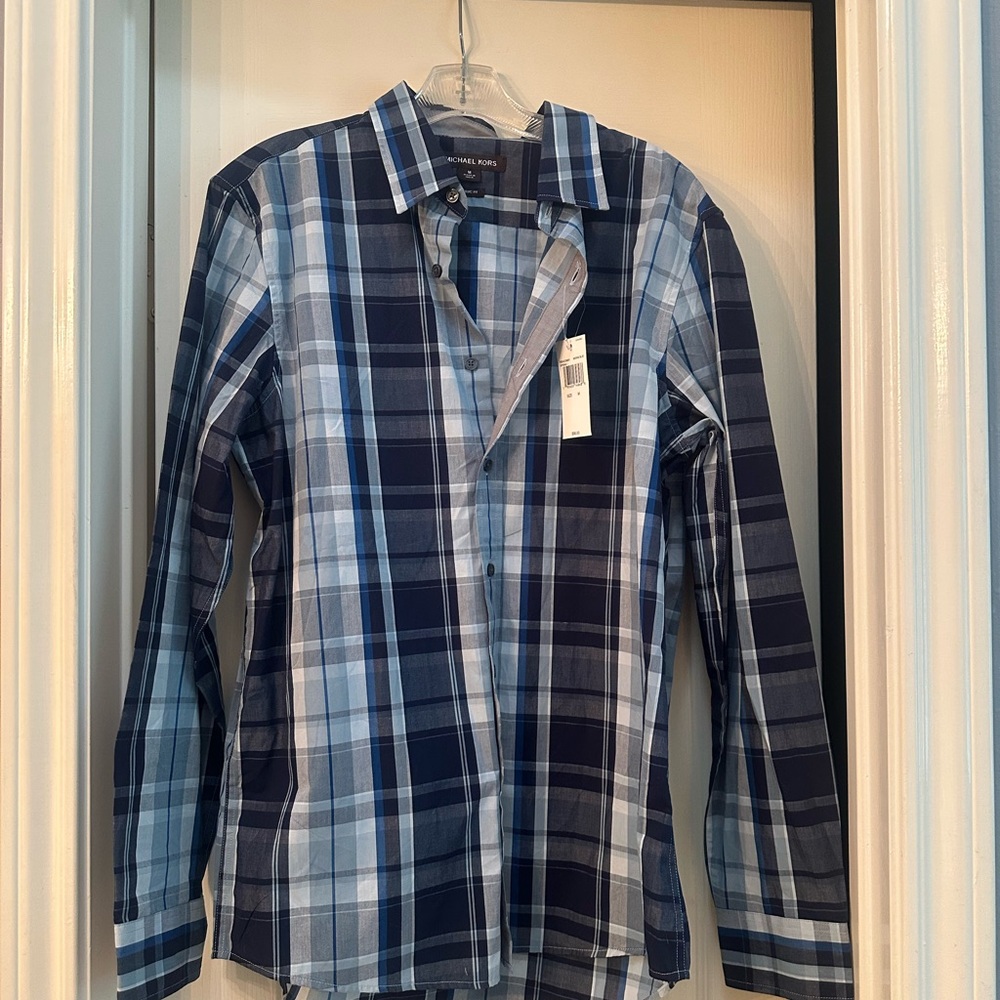 Michael Kors Blue Casual Button Down Shirt